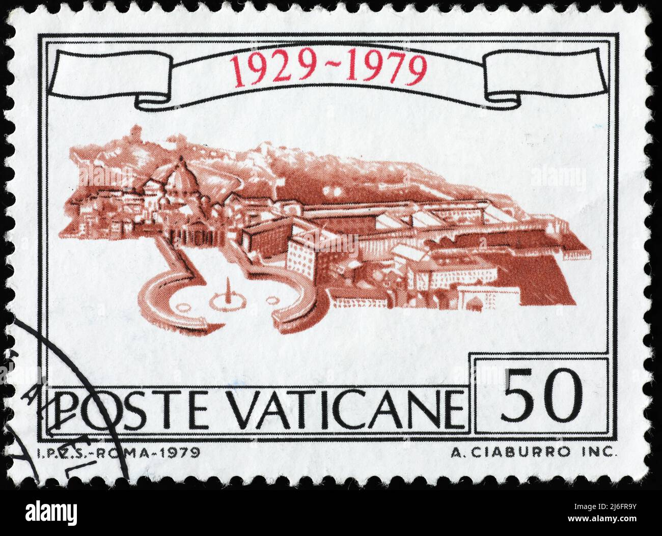 Vatikanstadt auf Vintage-Briefmarke Stockfoto
