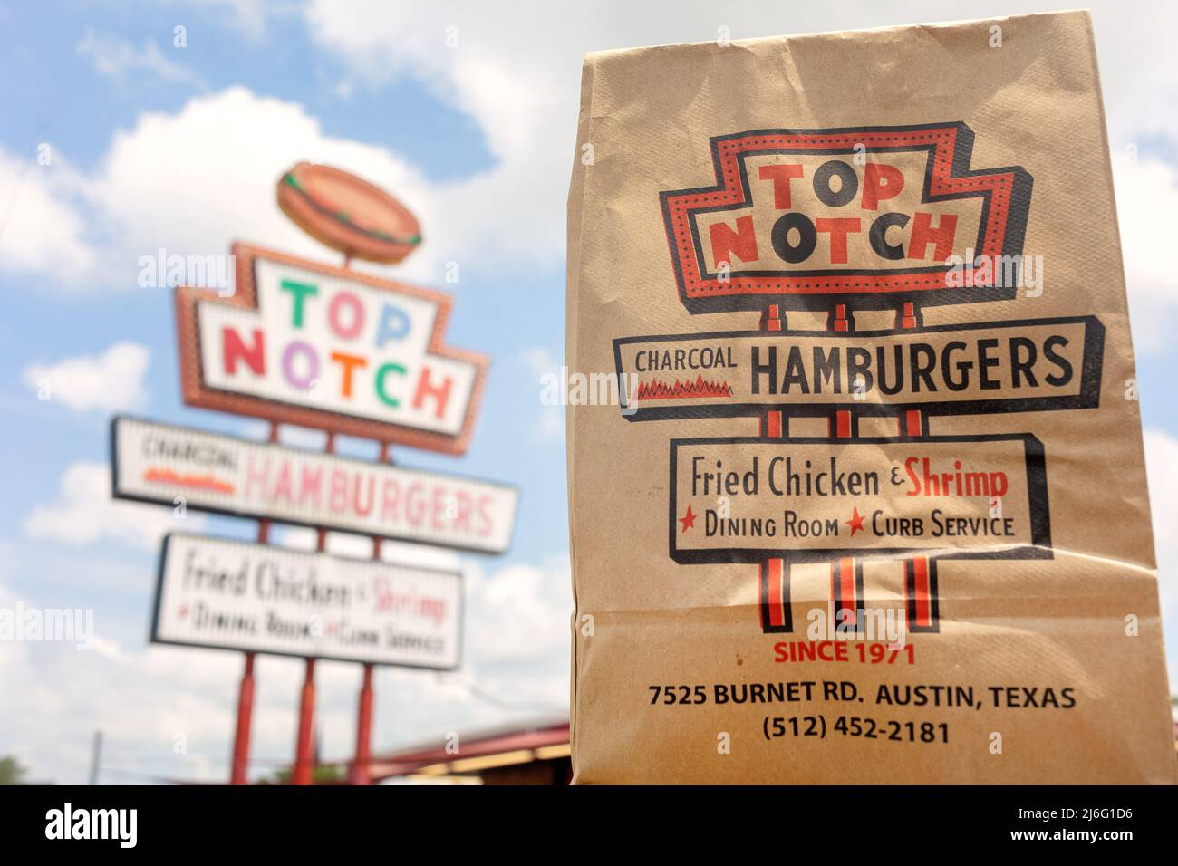 Erstklassiger Hamburger Stand in Austin, Texas Stockfoto