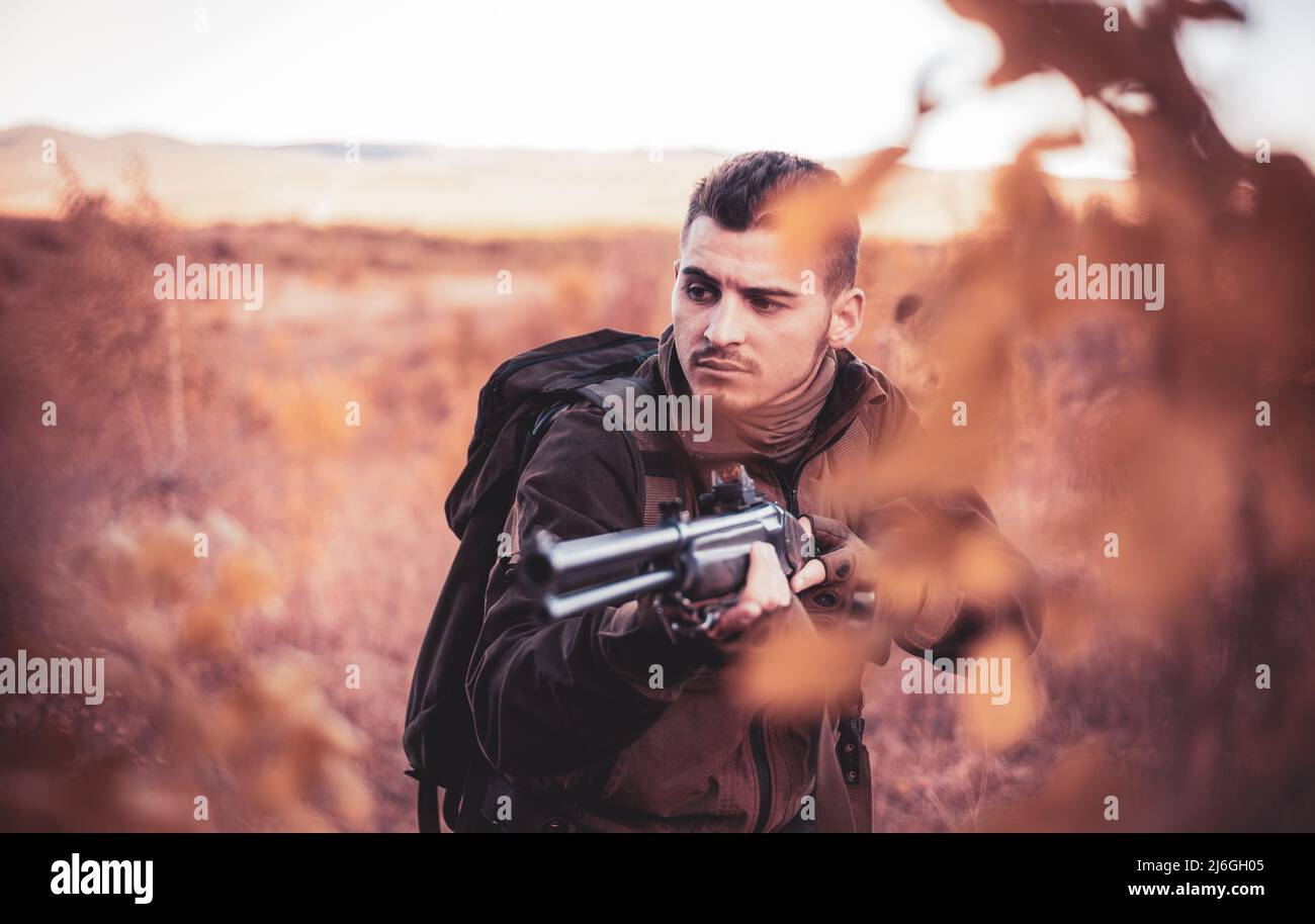 Herbstjagd. Hunter in der Herbstjagd Saison. Jagdsaison geschlossen und geöffnet. Jagd in den USA. Stockfoto