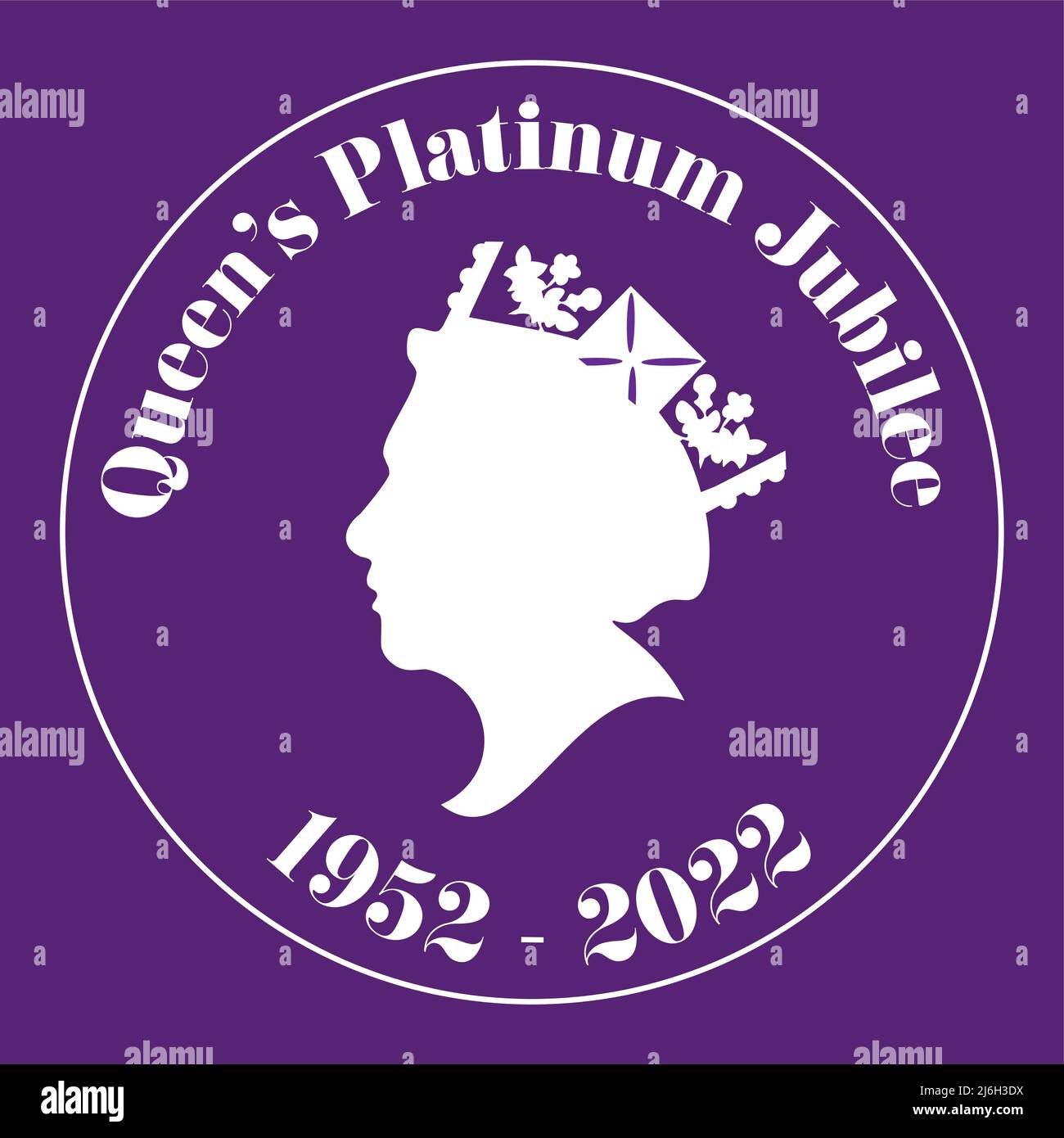 The Queens Platinum Jubilee 2022 - im Jahr 2022 wird Ihre Majestät die Königin der erste britische Monarch, der nach 70 Jahren ein Platinum Jubilee feiert Stock Vektor