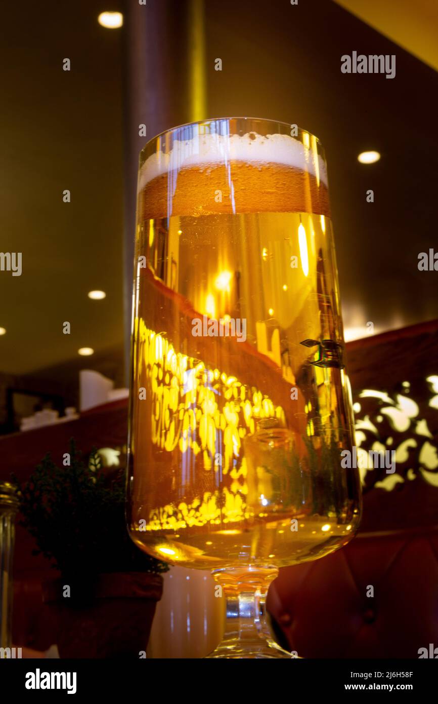 Nahaufnahme von einem Glas Bier Stockfoto