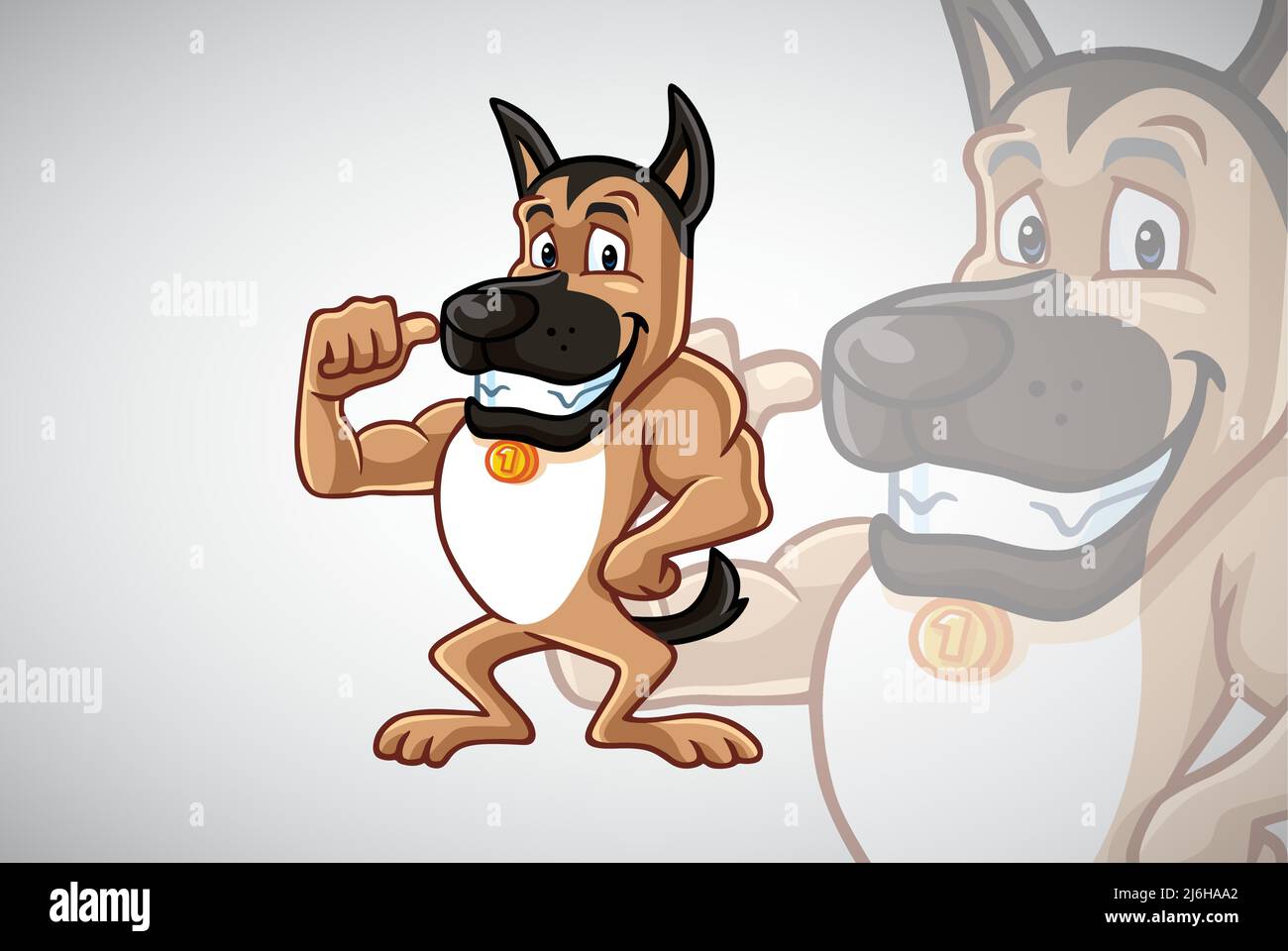 Deutscher Schäferhund Spaß Niedlich Cartoon Zeichnung Maskottchen Charakter Design Vektor Logo Vorlage Stock Vektor