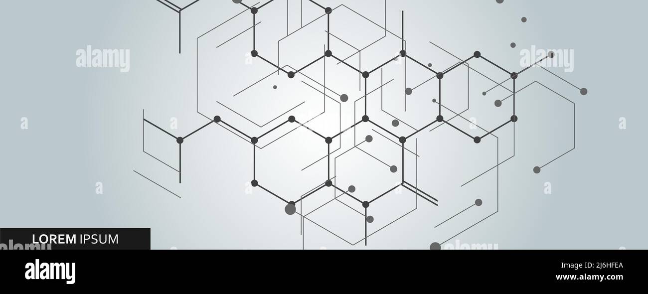 Vektornetzwerk Hexagon und verbundene Zellen Hintergrund Stock Vektor