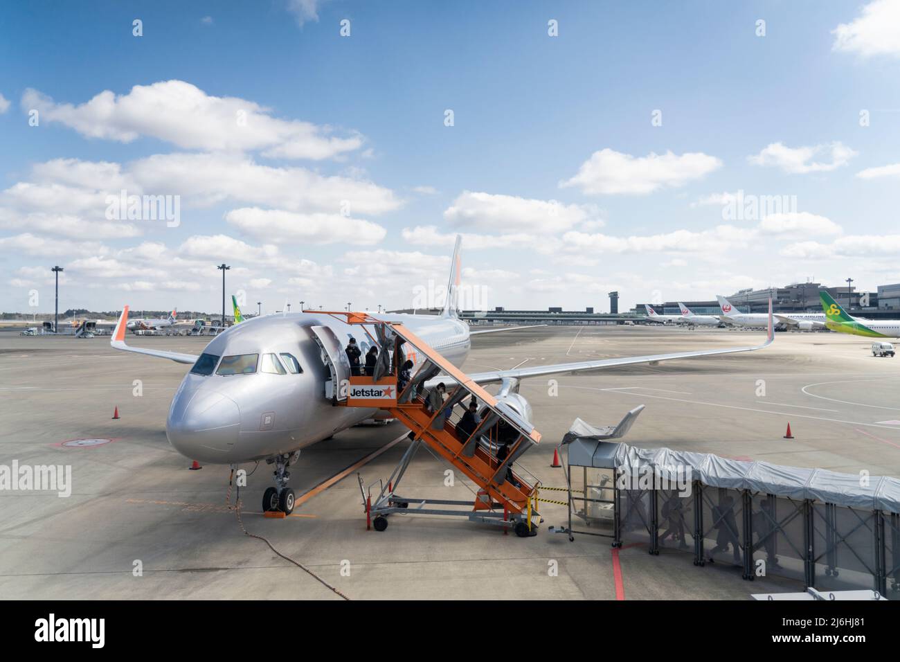 JETSTAR Japan-Flugzeug am Flughafen Narita, Tokio, Japan Stockfoto