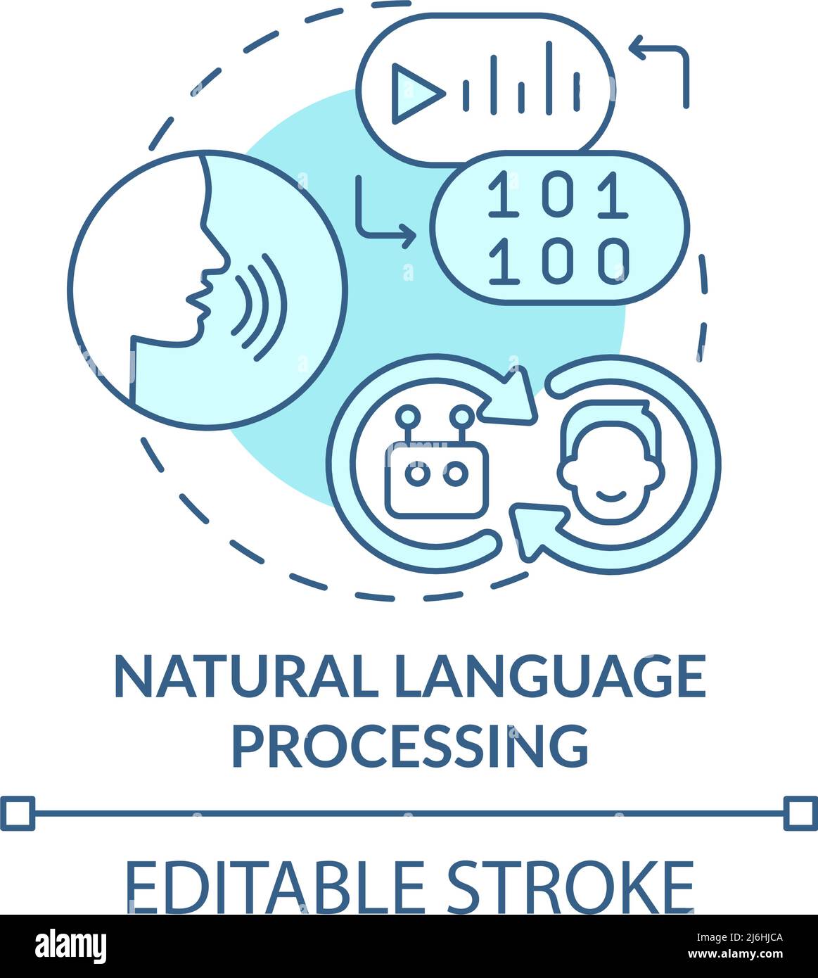 Natürliche Sprachverarbeitung türkisfarbenes Konzeptsymbol Stock Vektor