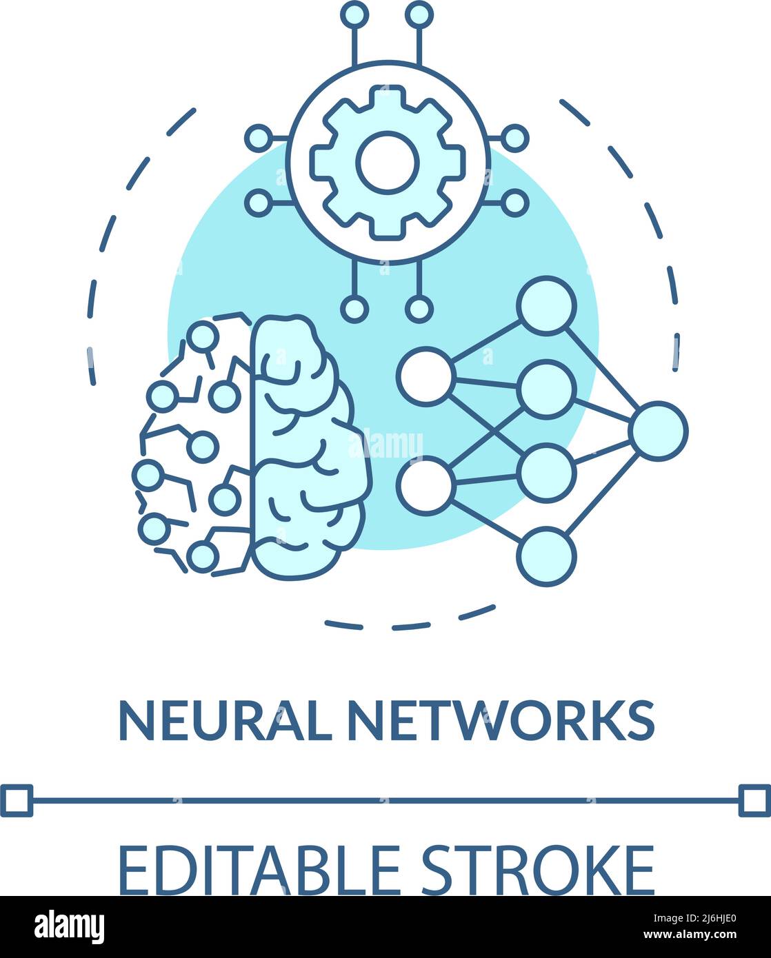 Neuronale Netze türkisfarbenes Konzeptsymbol Stock Vektor