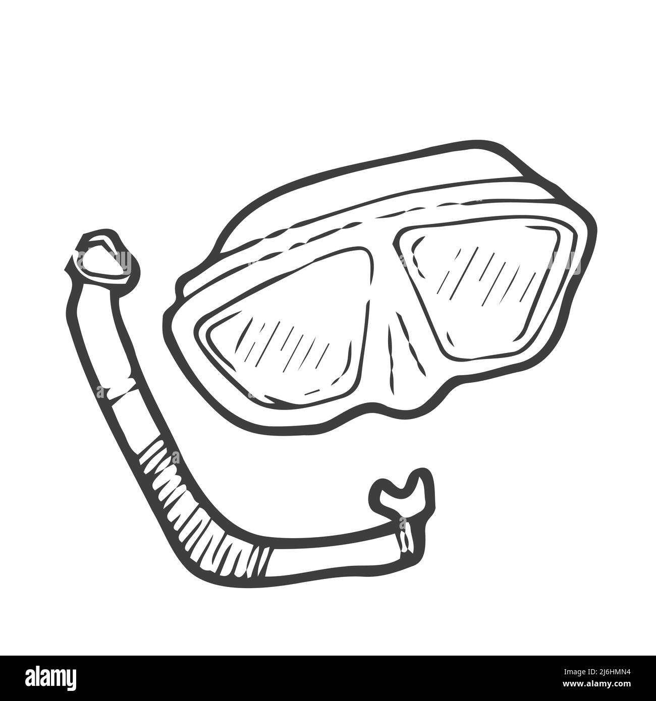 Schnorchelausrüstung im Doodle-Stil im Vektorformat Stock Vektor