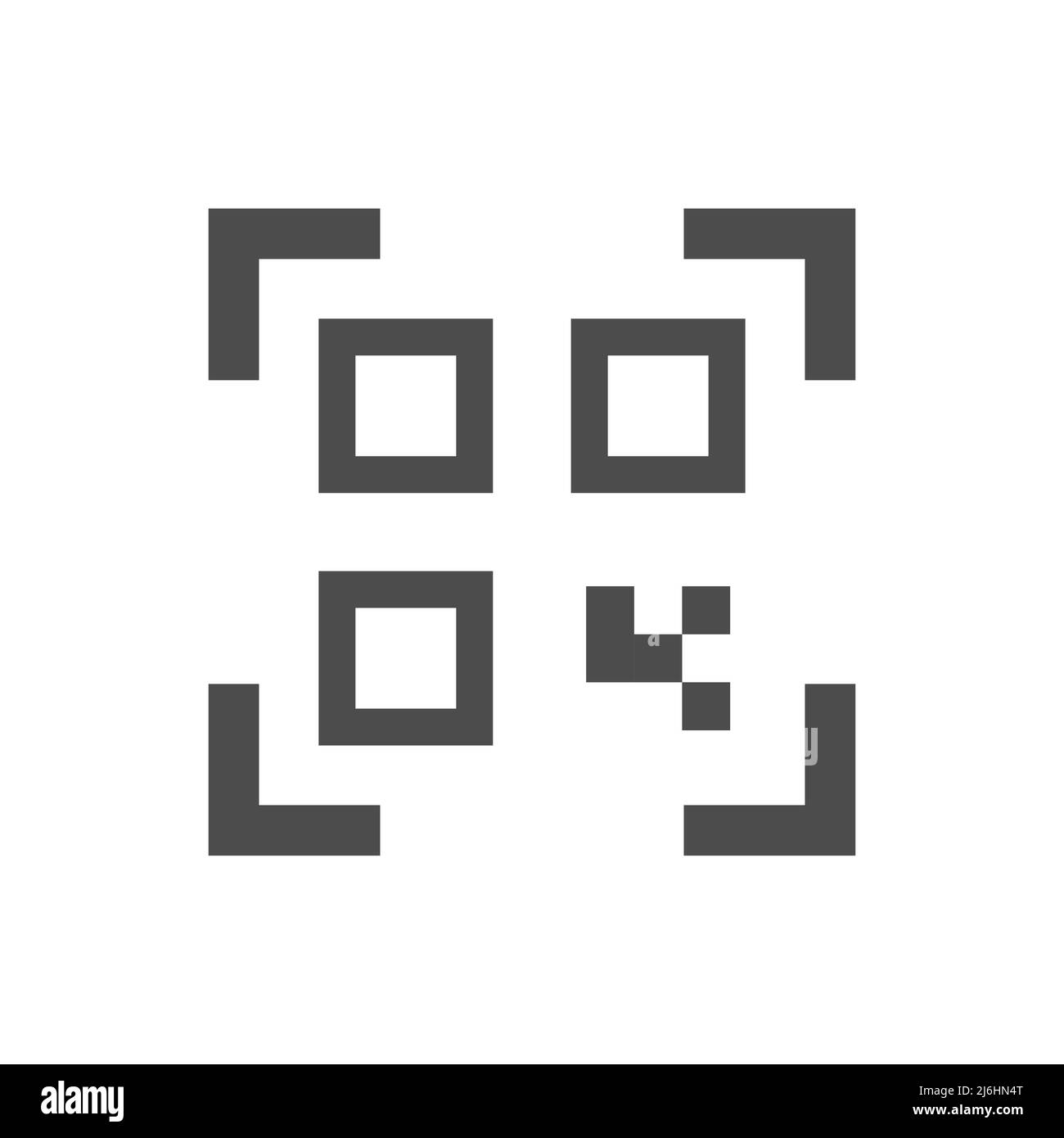 Schwarzes Vektorsymbol für QR-Code-Scan. Gefülltes einfaches Glyphensymbol. Stock Vektor