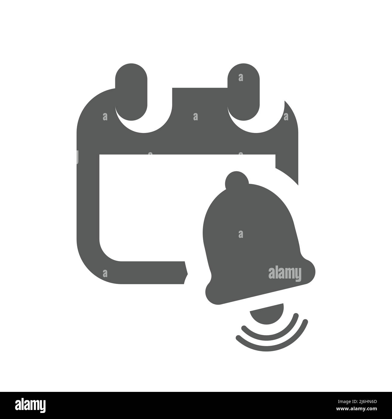 Kalender und Glocke schwarz Vektor-Symbol. Erinnerung, Symbol für die Stichtag-Füllung. Stock Vektor