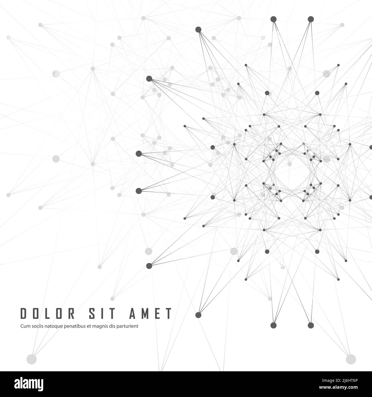 Abstrakte molekulare Verbindung von grauer Farbe mit Punkten und Linien nach rechts. Chemische Medizin und wissenschaftliche Konzept Vektor Illustration Stock Vektor