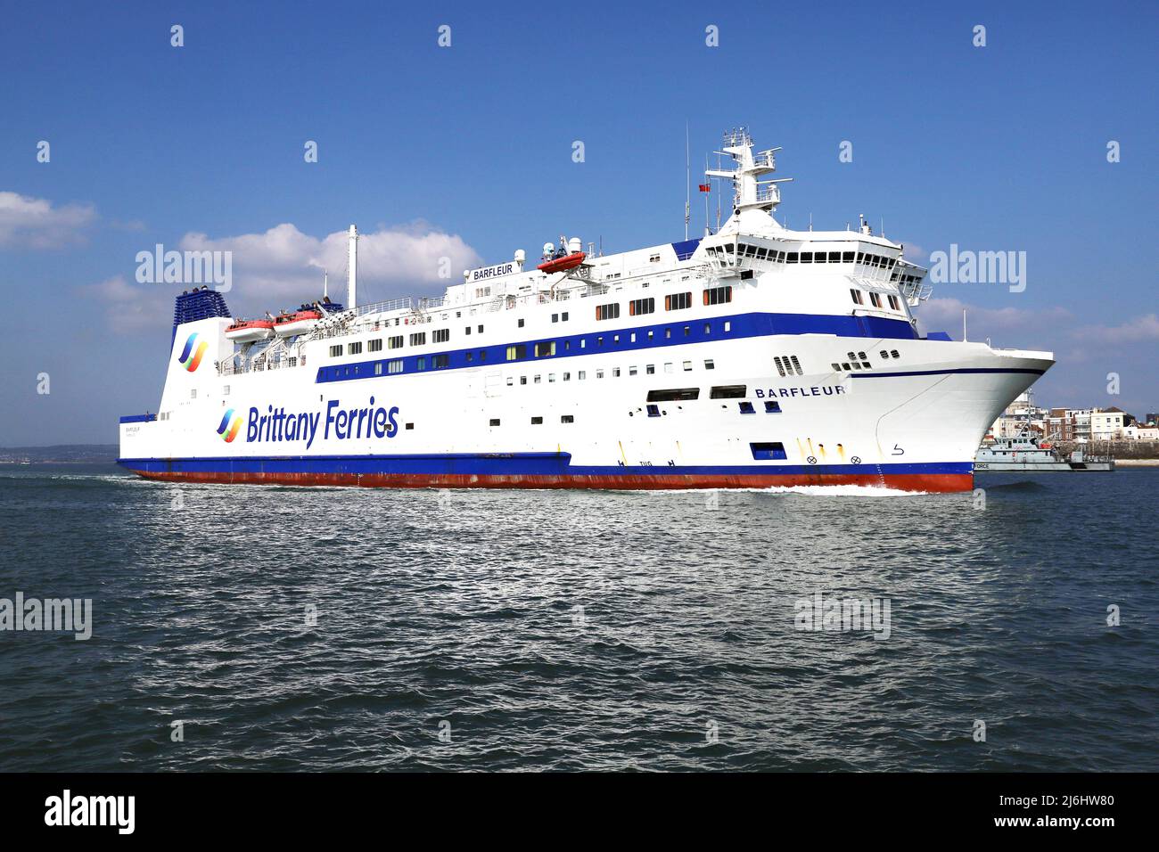 Brittany Ferries MS Barfleur verlässt den Hafen von Portsmouth auf dem Weg nach Frankreich Stockfoto