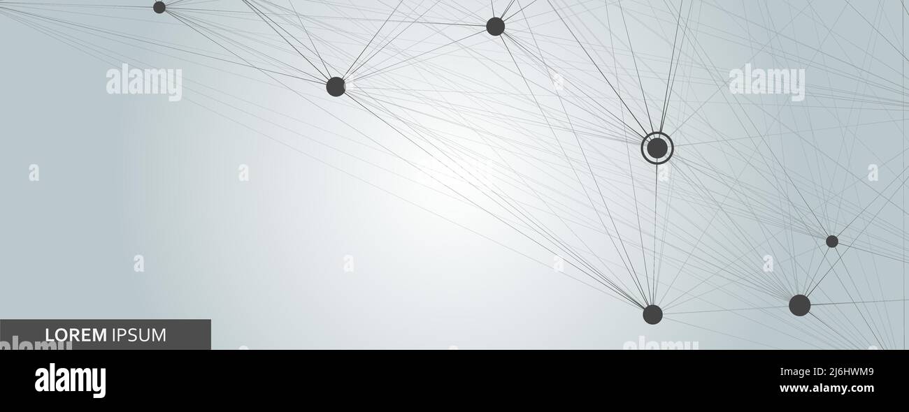 Vektorvorlage mit molekularer Verbindung mit Punkten und Linien Stock Vektor