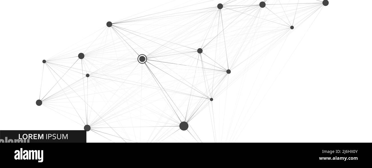 Vektorvorlage mit molekularer Verbindung mit Punkten und Linien Stock Vektor