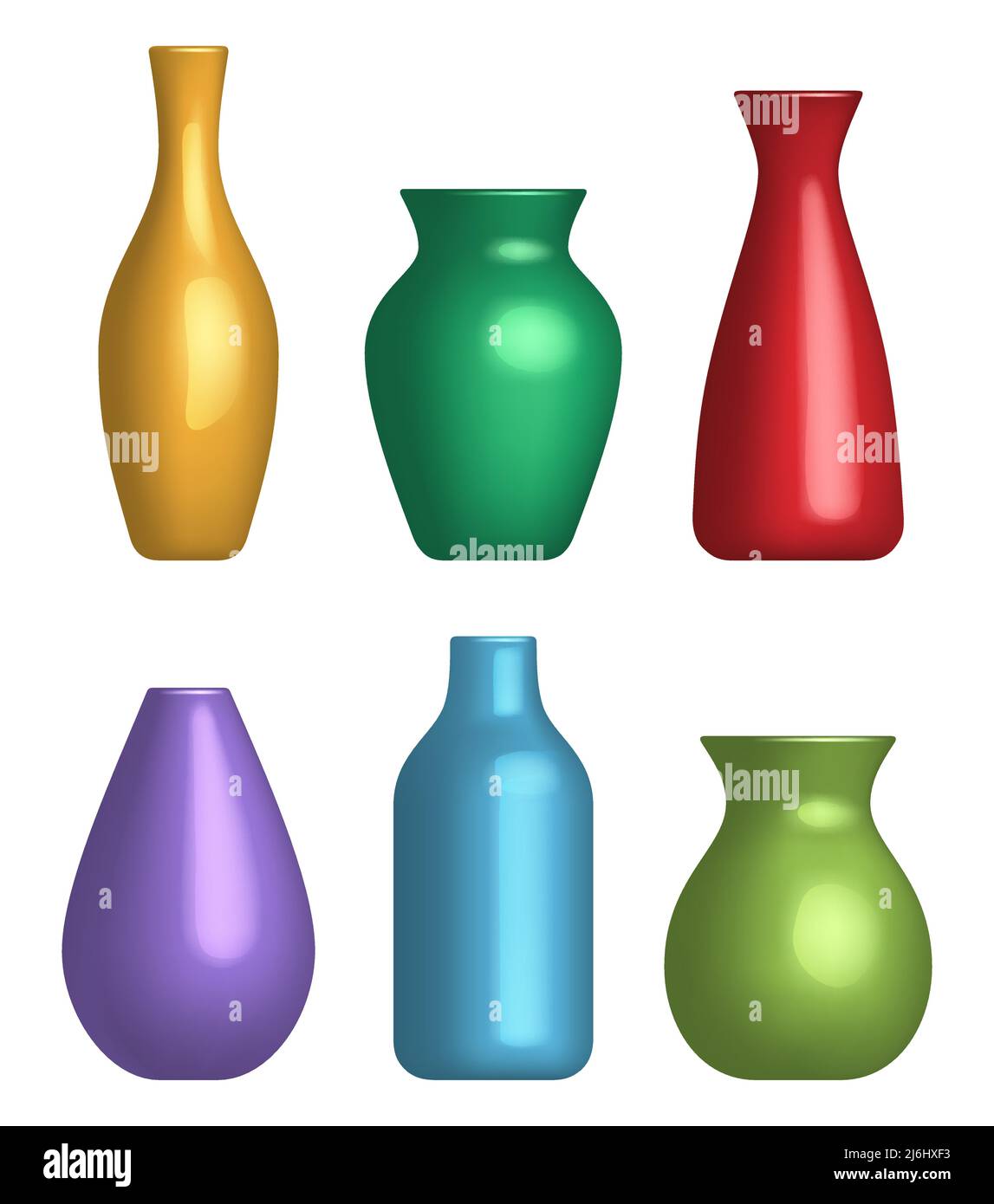 Farbige Vase. Realistische geometrische Behälter für Blumen Interieur moderne Dekorationsoobjekte dezente Vektor Vase Sammlung Stock Vektor