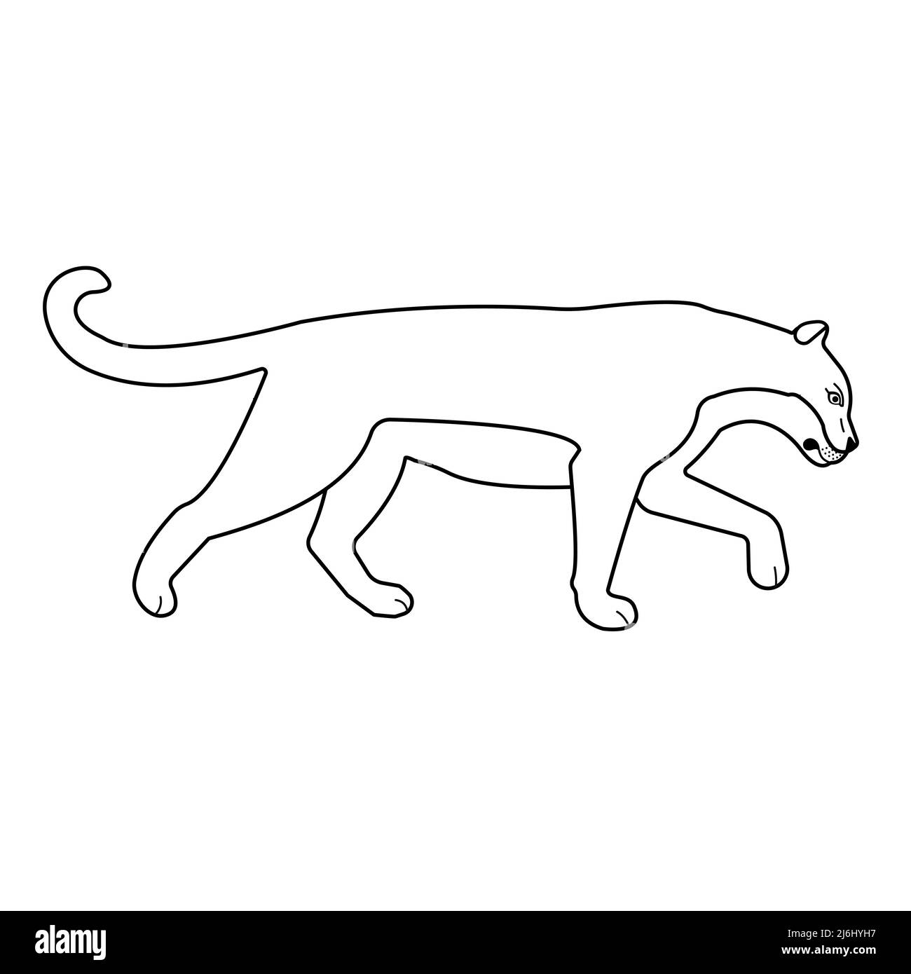 Vektor flache Umrisse Löwin isoliert auf weißem Hintergrund Stock Vektor