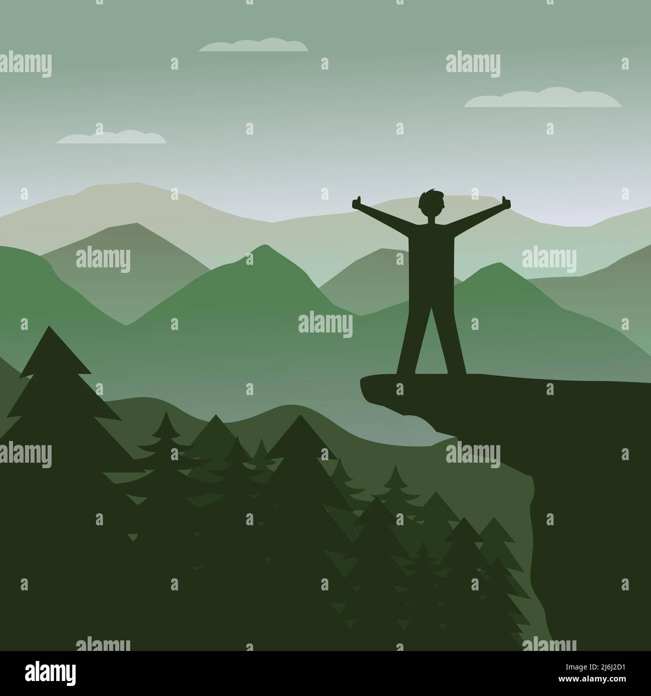 Illustration Vektor Design von Landschaft, Klettern Berg. Stock Vektor
