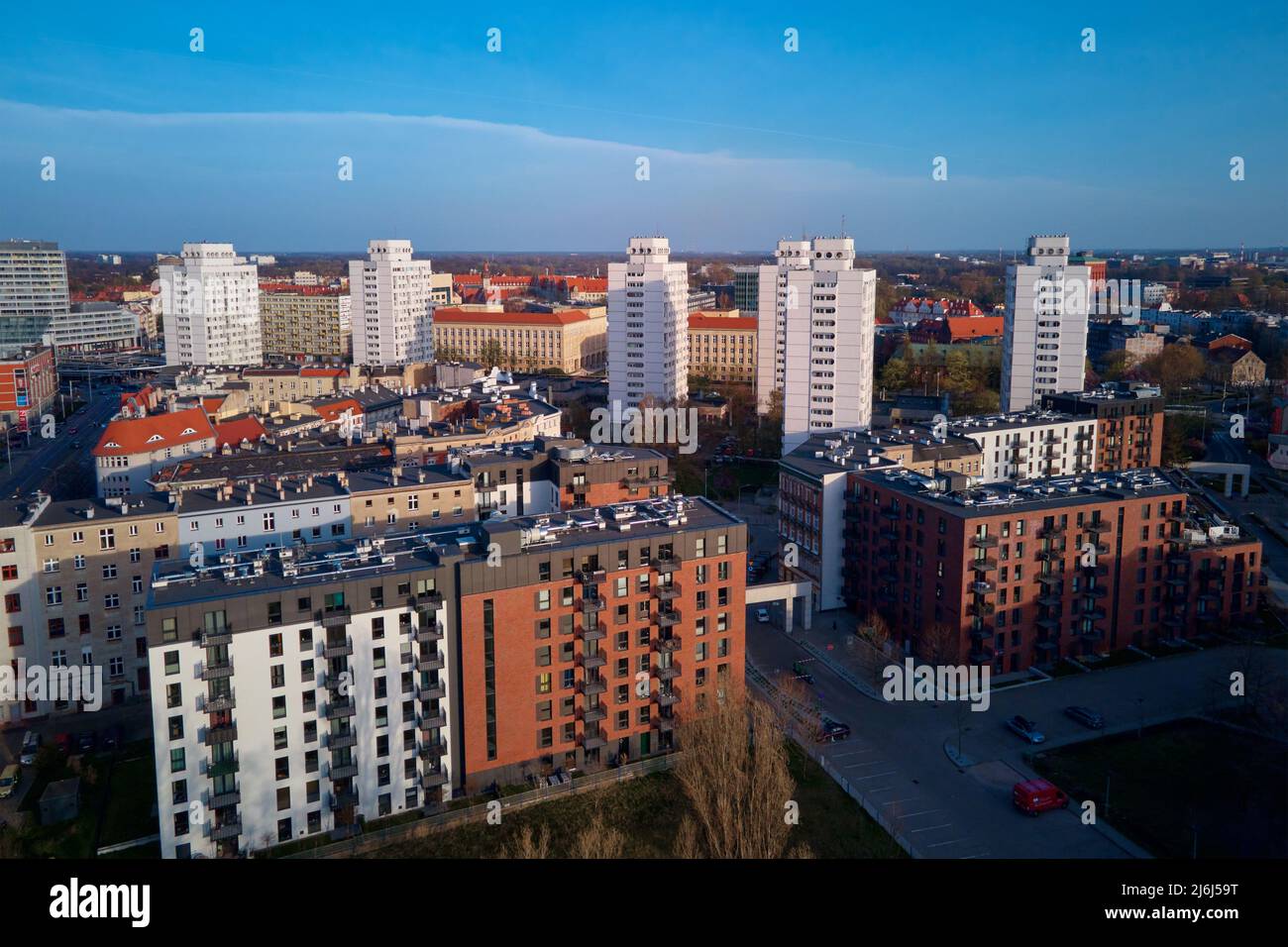 Modernes Wohngebiet in Breslau, Luftaufnahme Stockfoto