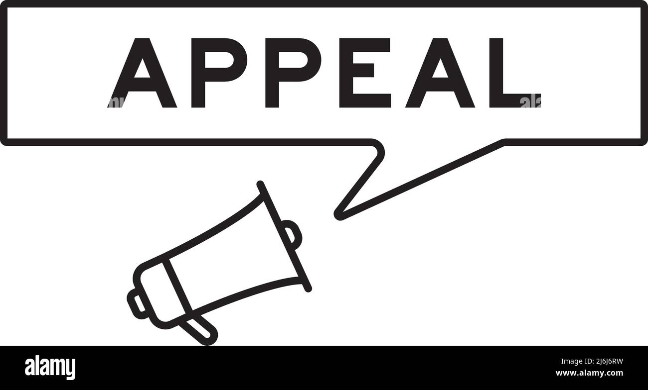 Megaphon-Symbol mit Sprechblase in Wort-Appell auf weißem Hintergrund Stock Vektor