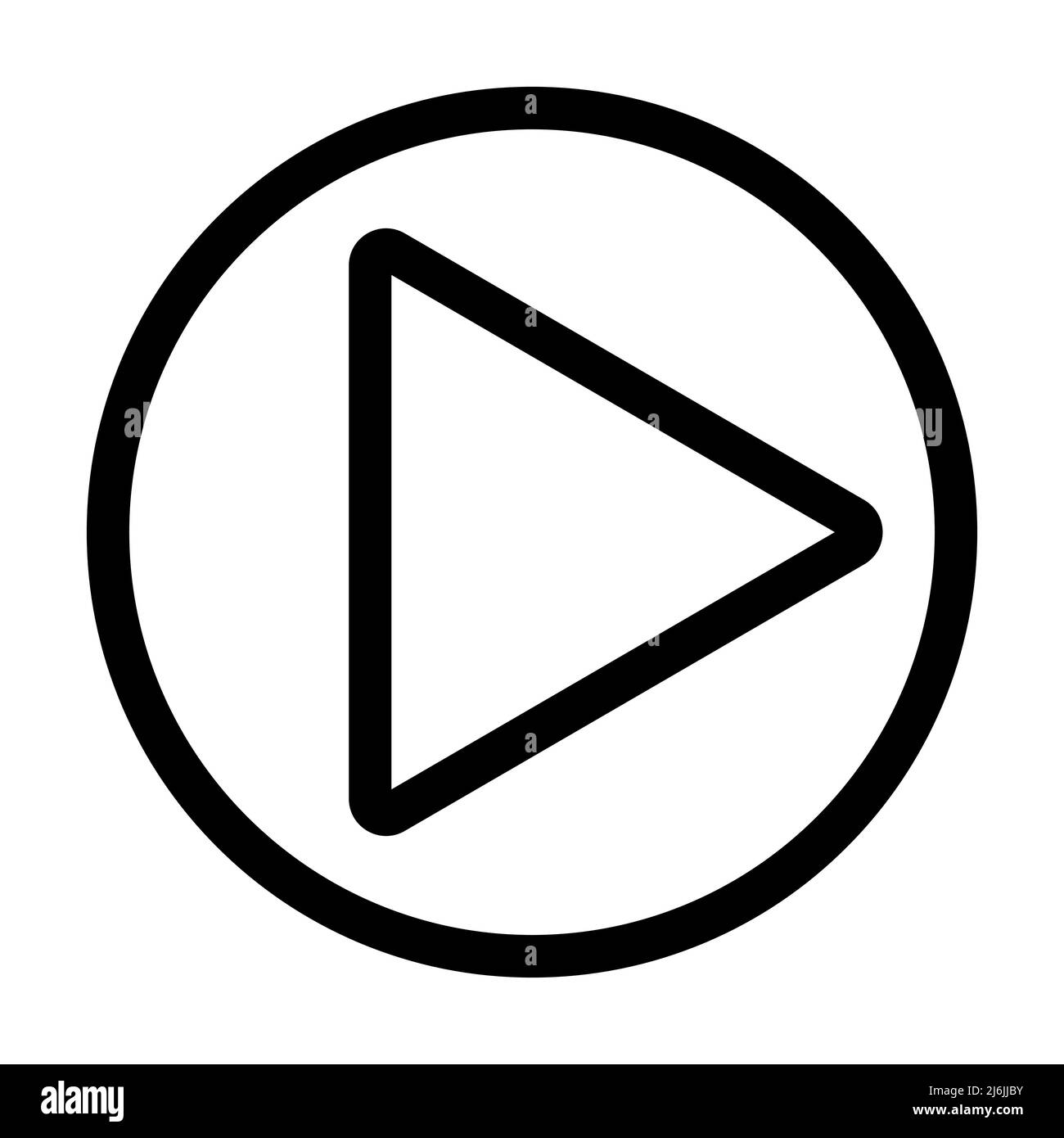 Wiedergabesymbol auf einem weißen, isolierten Hintergrund. Schwarzes Spielsymbol in einem Kreis. Vektorgrafik. Stock Vektor