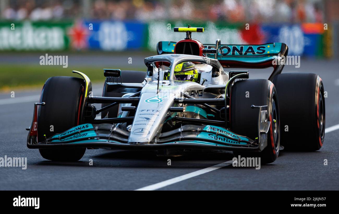 Albert Park Grand Prix Circuit, Melbourne, Australien. 09 April 2022. Lewis Hamilton (GBR) vom Team Mercedes beim Qualifying. Corleve/Alamy Stock Photo Stockfoto