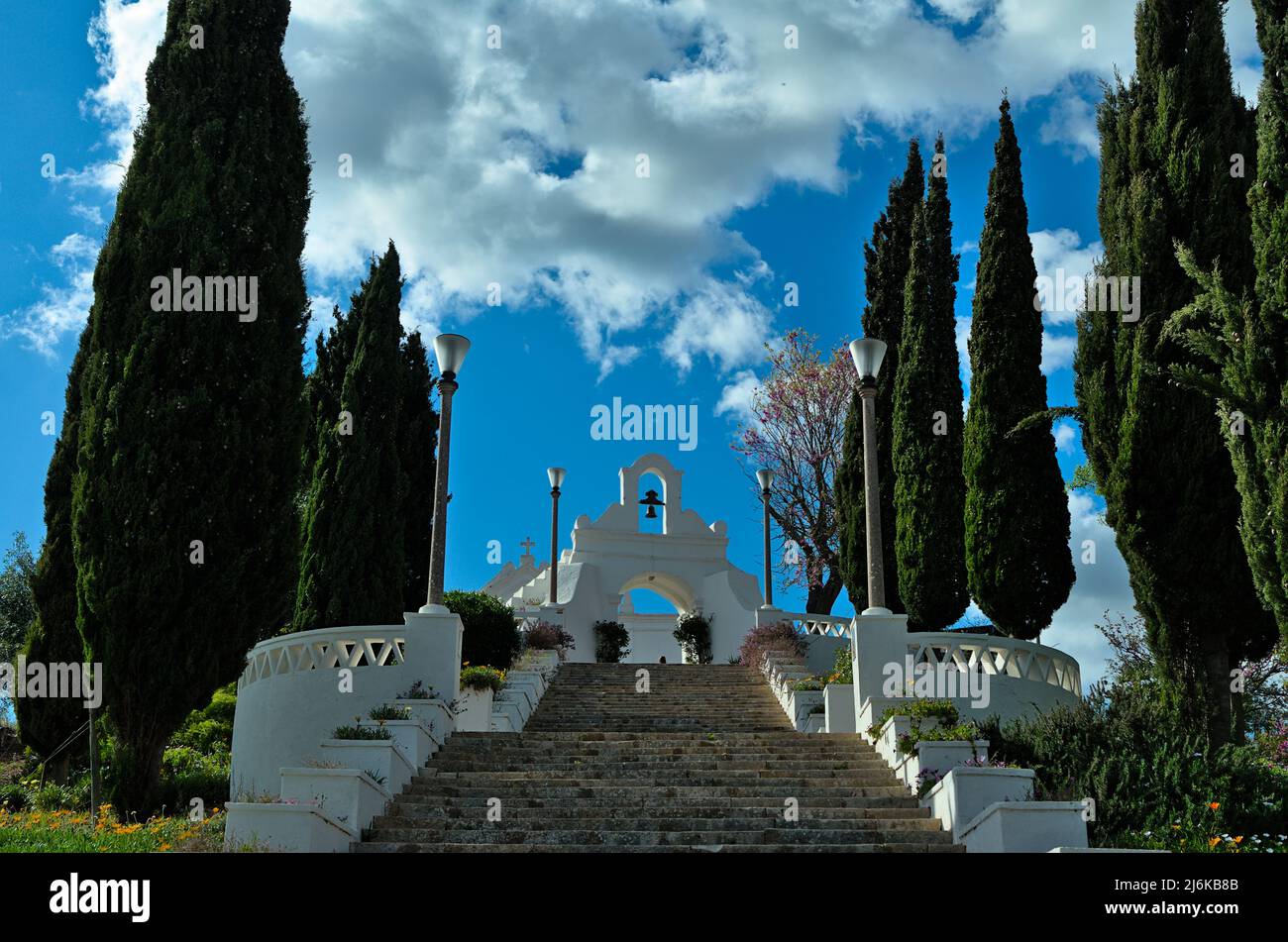 Treppe zum Schloss von Aljustrel in Alentejo, Portugal Stockfoto