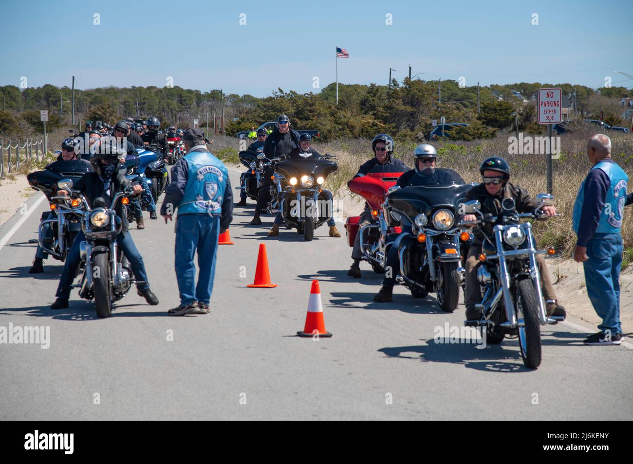 Segen der Fahrräder - West Dennis Beach (Cape Cod). Wir sind für die Veranstaltung mit dem Fahrradfahren angekommen Stockfoto