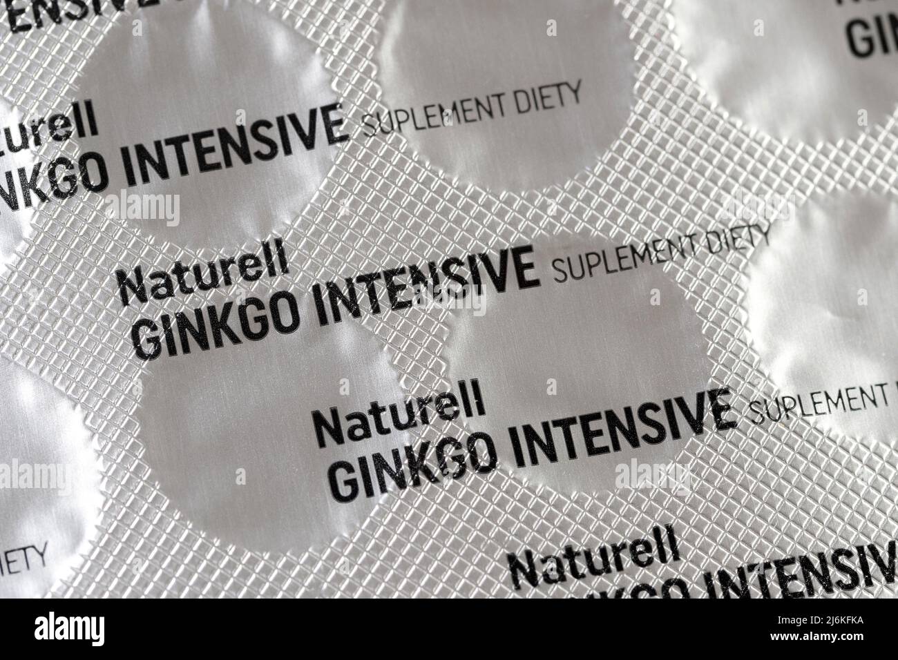 Naturell Gingko Biloba Intensive, Ginkgo chinesische Mädchen Haarbaum Extrakt Pillen natürliche Nahrungsergänzungsmittel pharmazeutische Produkt Detail, extreme clos Stockfoto