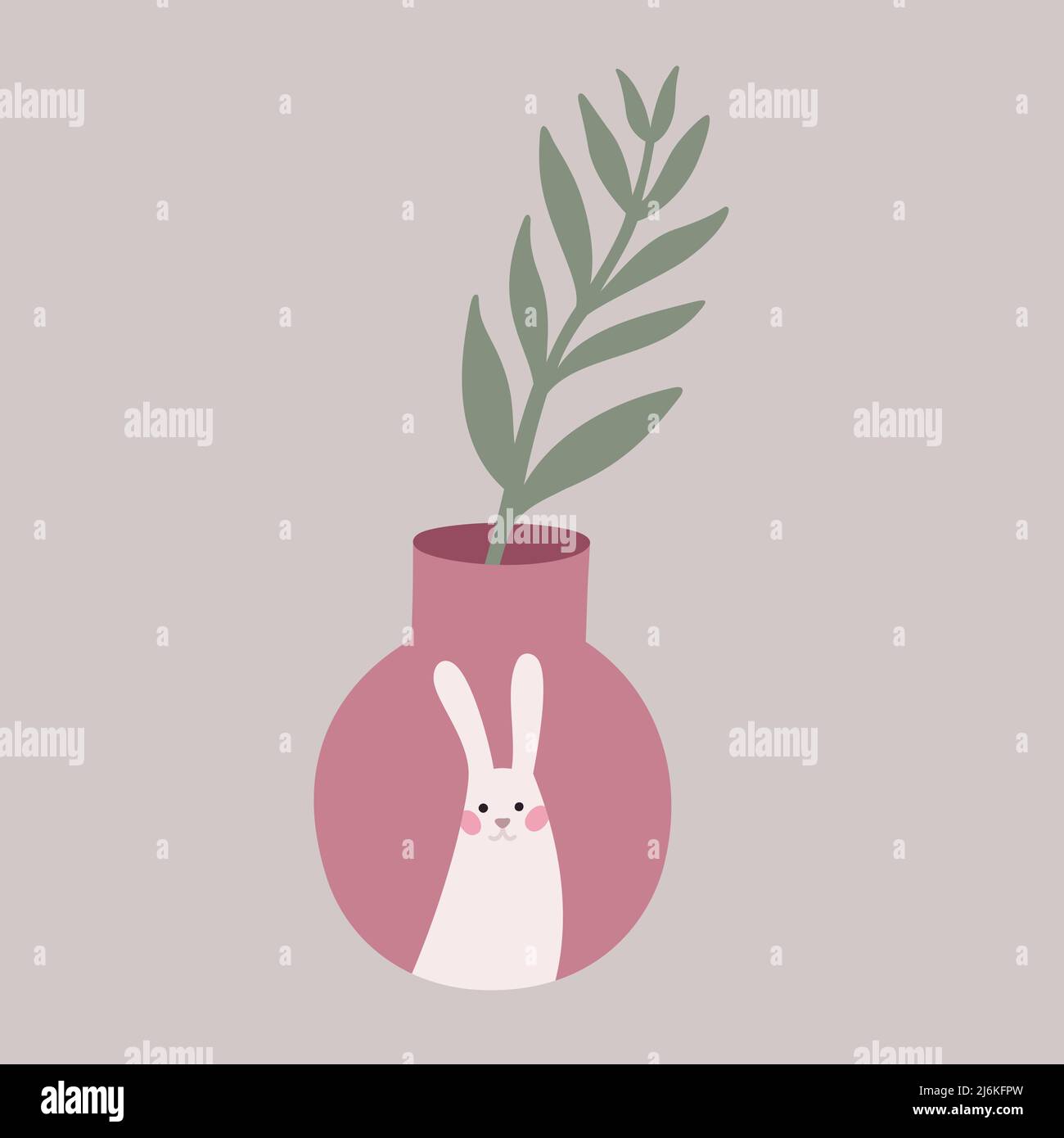 Vase mit Osterhasen Stock Vektor