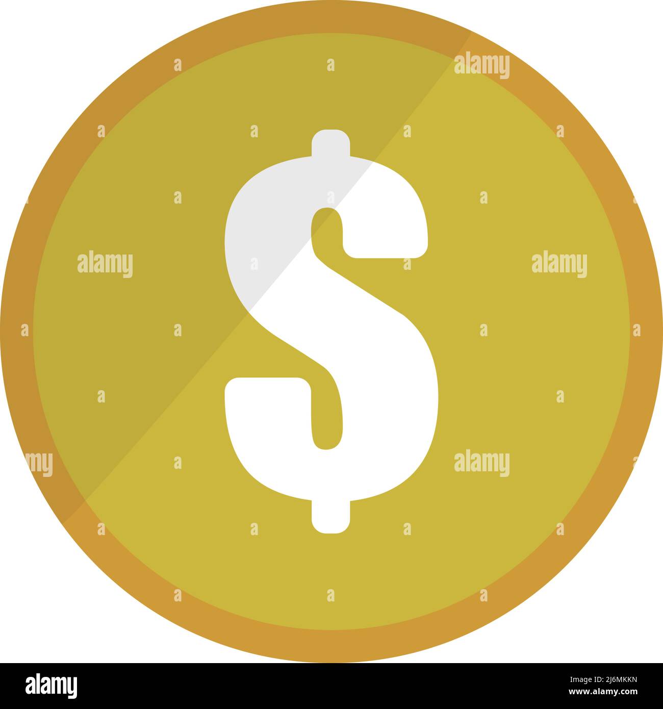 Münzsymbol für Dollar. Zahlung und Einsparungen. Amerikanische Währung. Vektoren. Bearbeitbarer Vektor. Stock Vektor