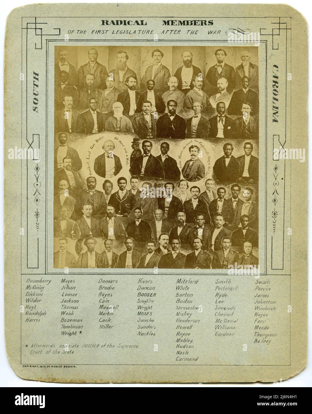 Radikale Mitglieder der ersten Legislaturperiode nach dem Krieg, South Carolina. CA. 1876. Fotomontage von Mitgliedern der ersten Legislaturperiode in South Carolina Stockfoto