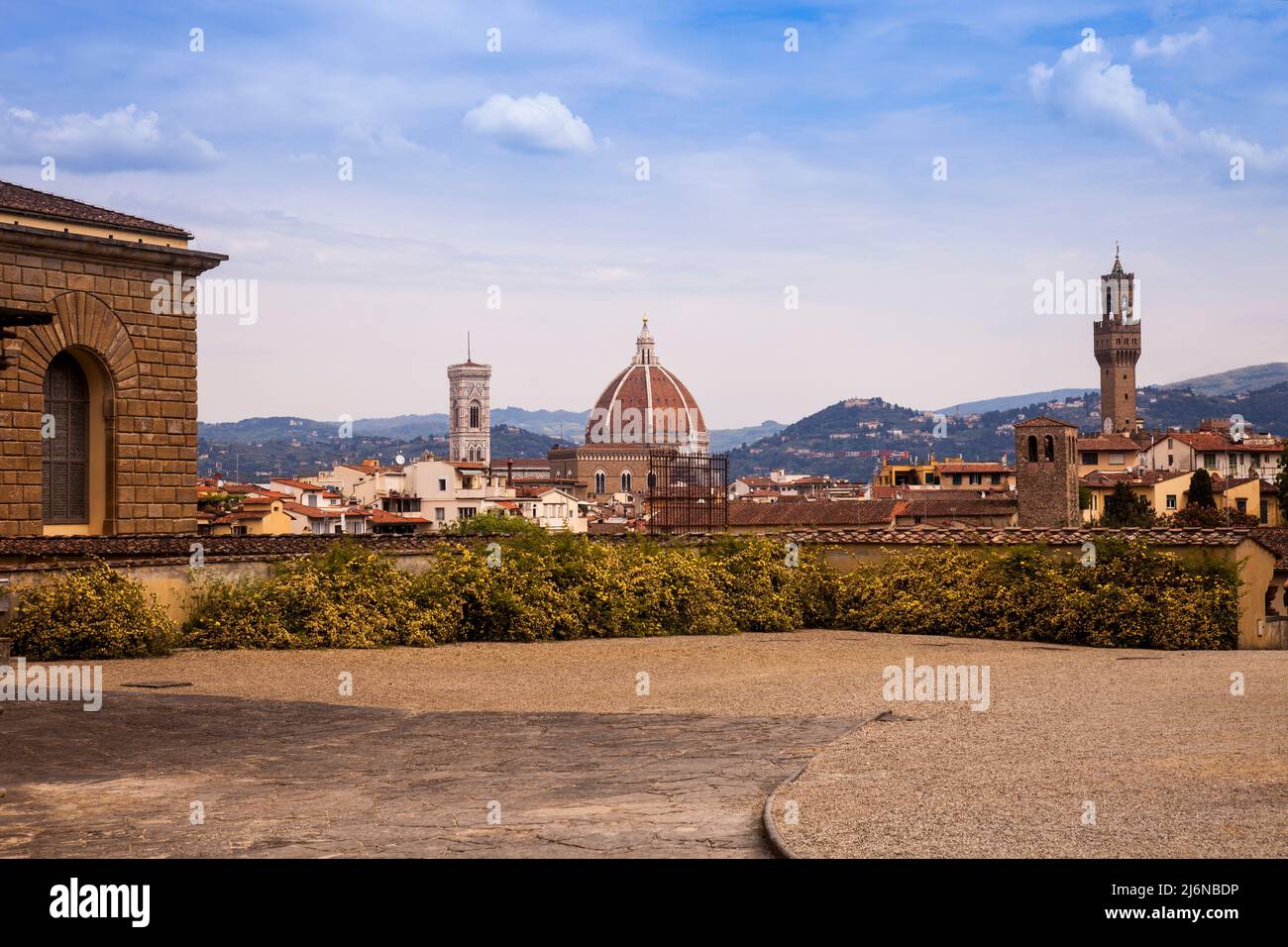 Italien, Toskana, Florenz, Stadt, Blick auf die Stadt vom Boboli-Garten. Stockfoto