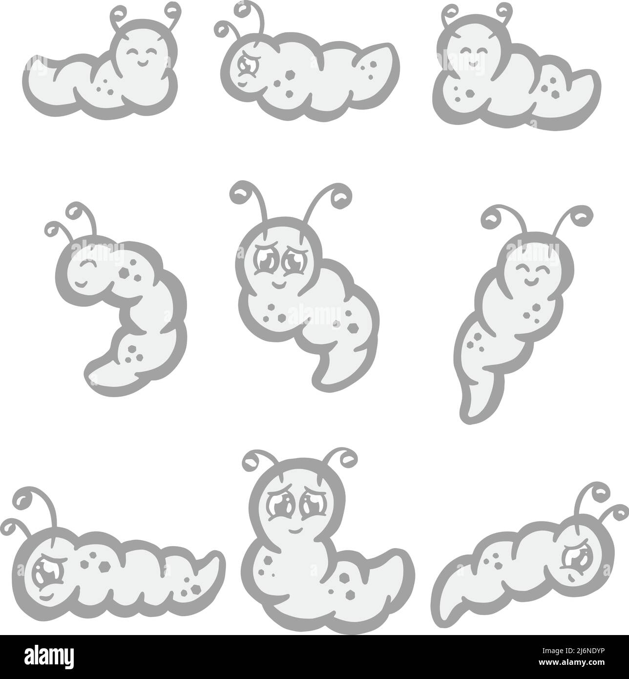 Wiggly Grub Caterpillar Typ Cartoon Charakter Illustration Stock Vektor