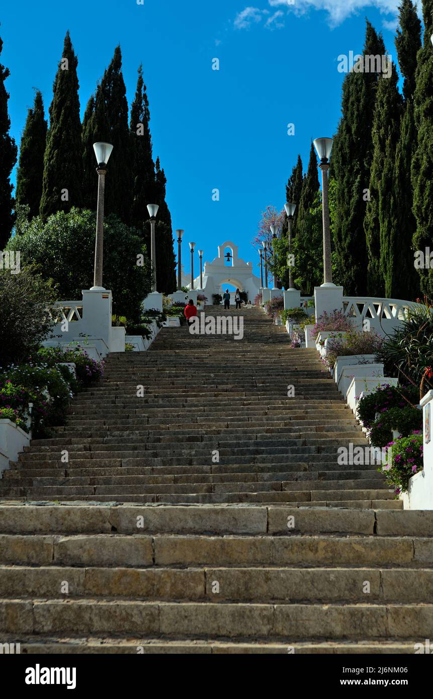 Treppe zum Schloss von Aljustrel in Alentejo, Portugal Stockfoto