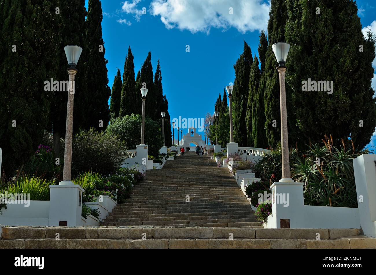 Treppe zum Schloss von Aljustrel in Alentejo, Portugal Stockfoto