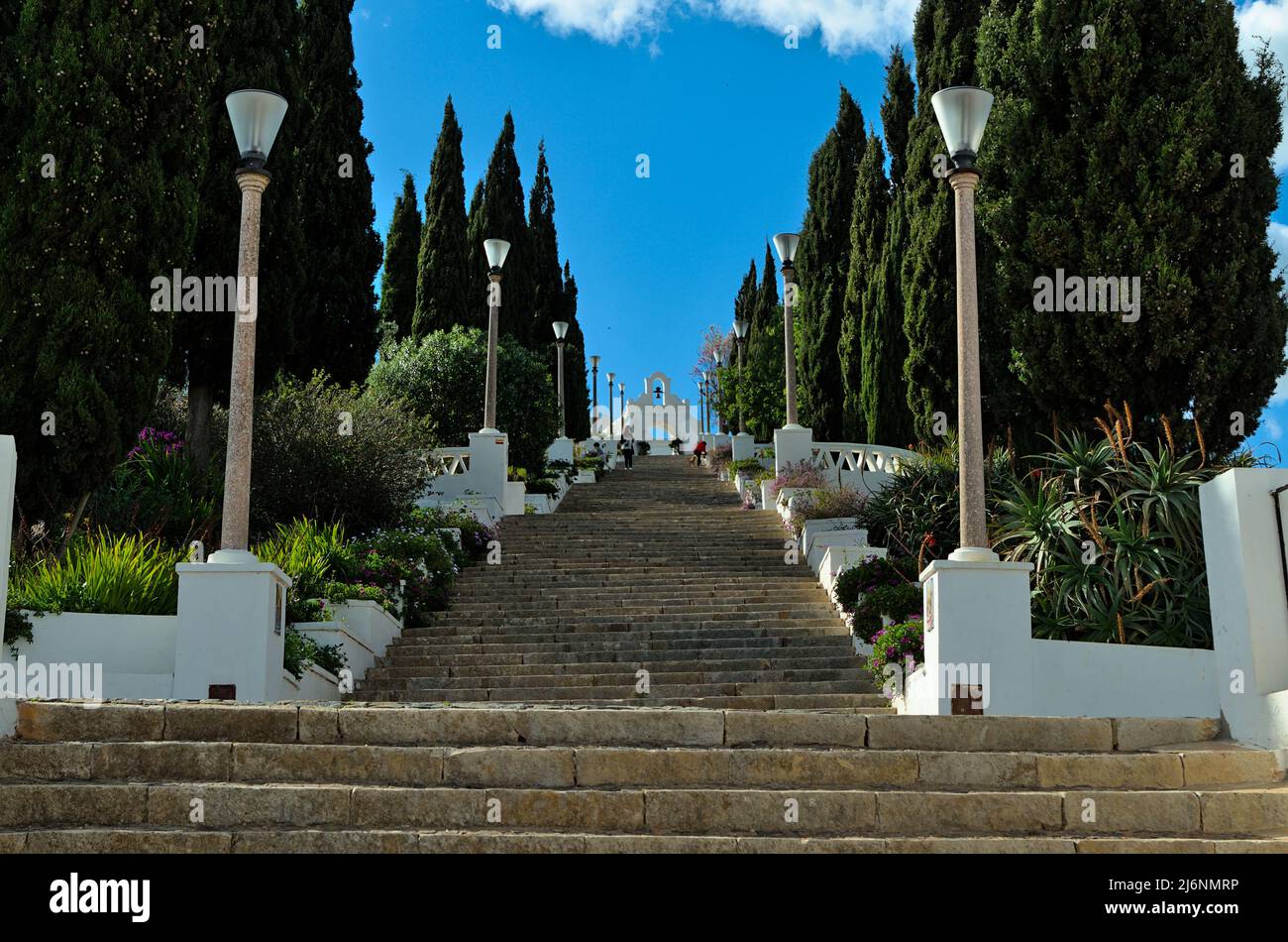 Treppe zum Schloss von Aljustrel in Alentejo, Portugal Stockfoto