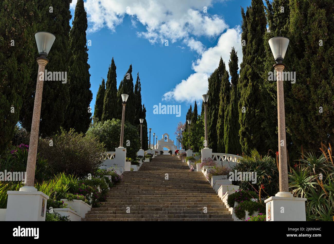 Treppe zum Schloss von Aljustrel in Alentejo, Portugal Stockfoto