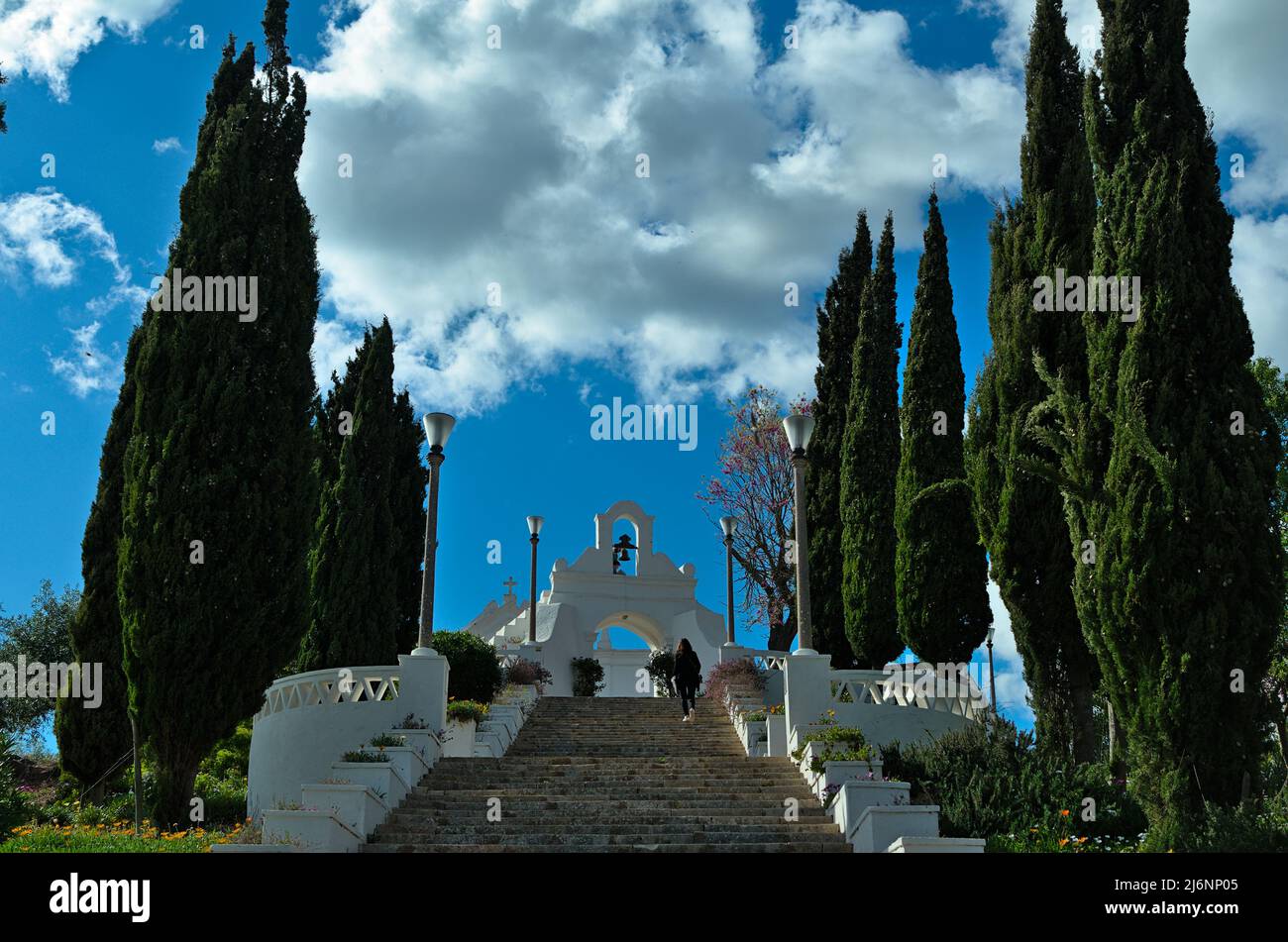 Treppe zum Schloss von Aljustrel in Alentejo, Portugal Stockfoto