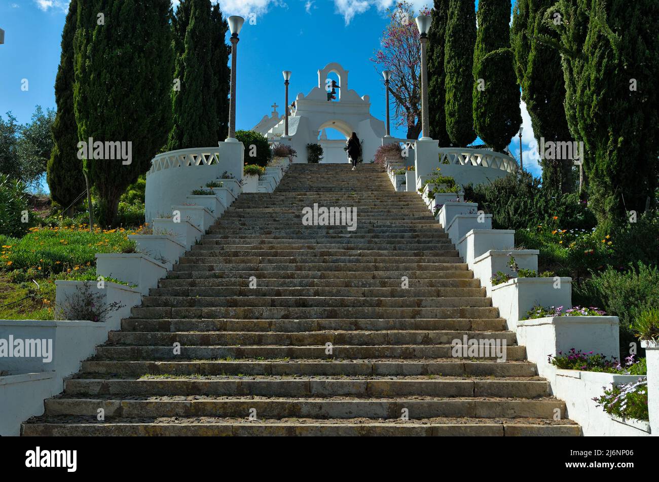 Treppe zum Schloss von Aljustrel in Alentejo, Portugal Stockfoto