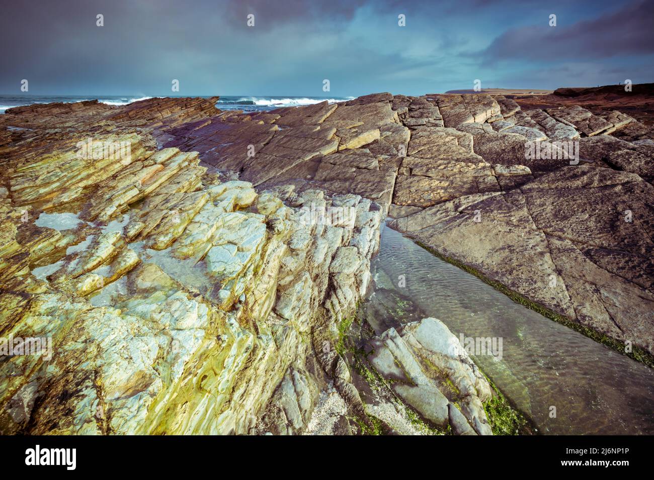 Geologisches Merkmal, Bucht von Birsay, Orkney, Großbritannien, 2022 Stockfoto