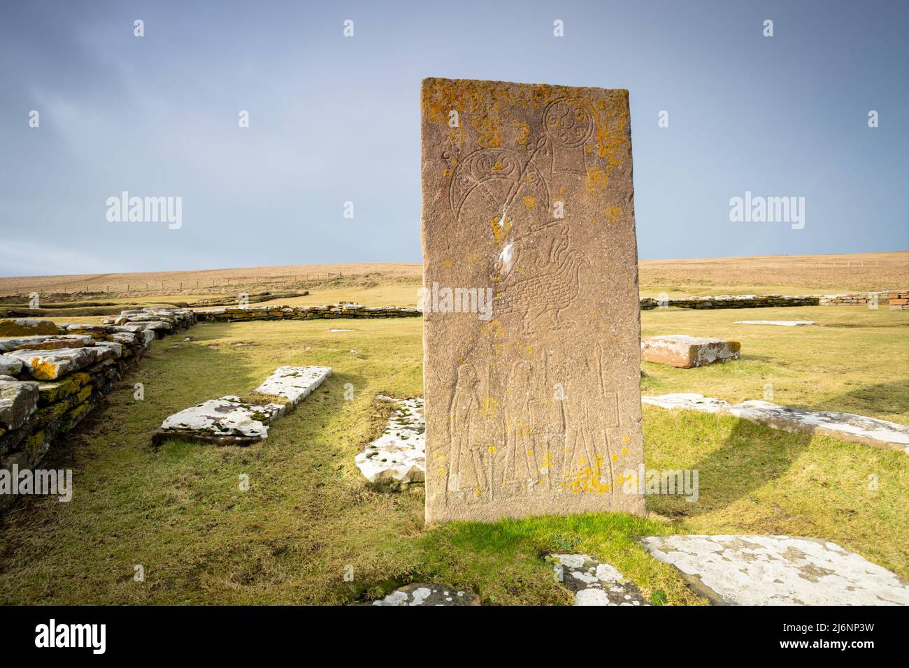 Pictish Standing Stone, Brough of Birsay, Orkney, Großbritannien 2022 Stockfoto