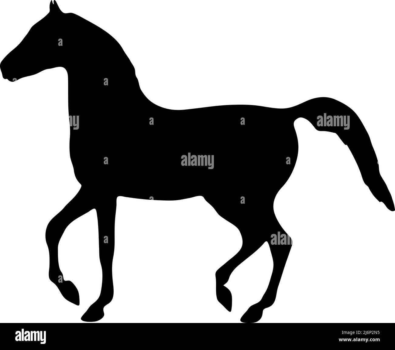 Pferd Vektor Silhouette, Running Pferd Profil Ansicht, Bauernhof Tier Silhouette, schwarze Farbe isoliert auf weißem Hintergrund Stock Vektor