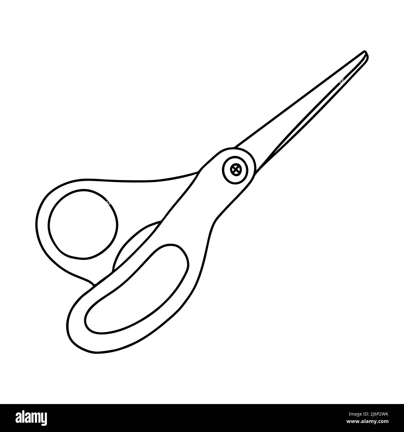 Büroscheren. Ein Werkzeug für Kreativität, Nähen, Anwendungen, Schulhandwerk. Handgezeichnet im Doodle-Stil. Schwarz-Weiß-Vektorgrafik. Ist Stock Vektor