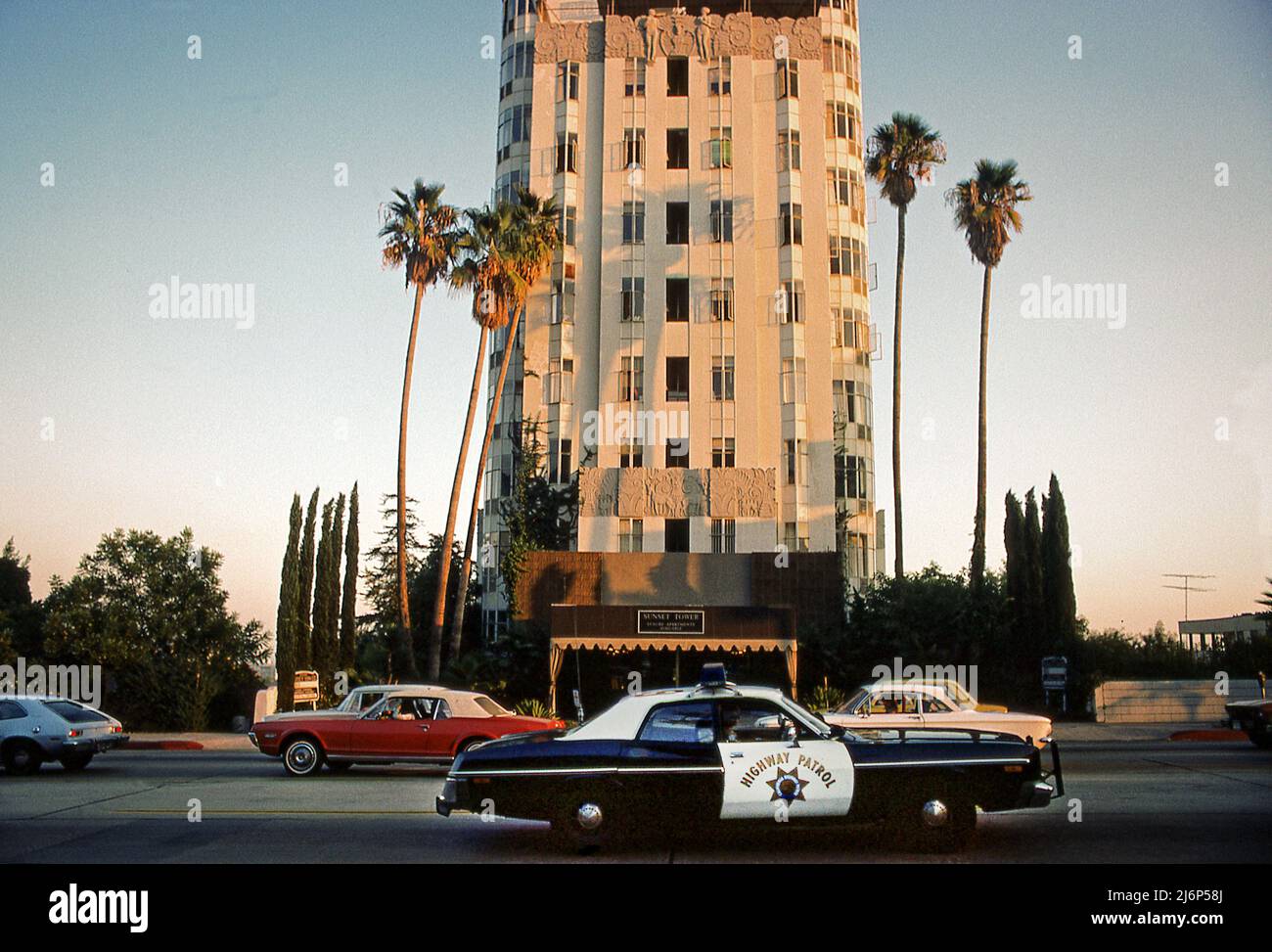 California Highway Patrol Auto am Sunset Blvd Los Angeles California USA Stockfoto