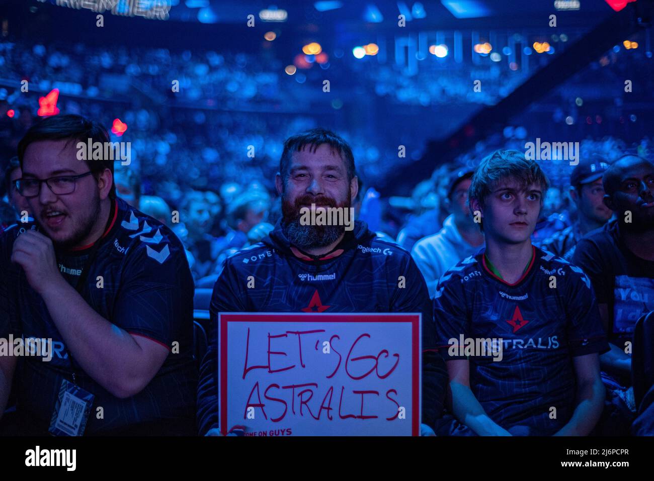 astralis Fan mit einem Schild Stockfoto