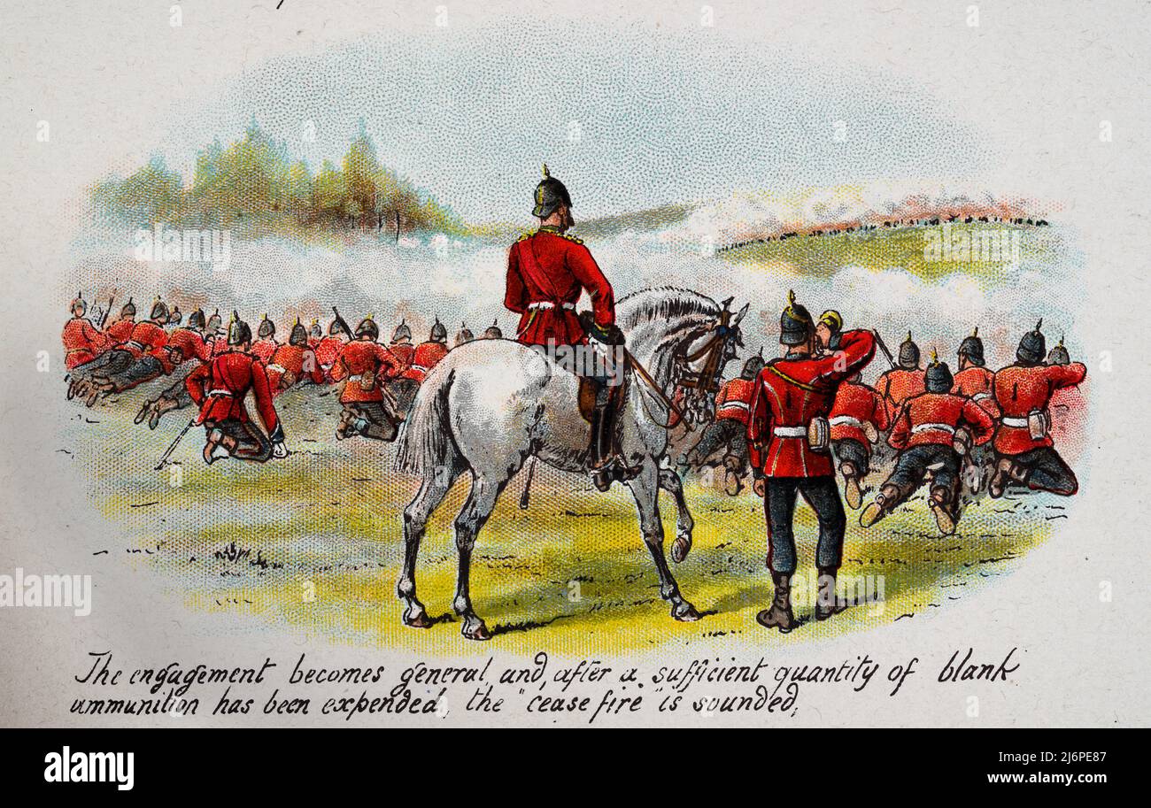 Victorian British Army Infanterie-Soldaten auf militärische Ausbildung Übung, Militär History1890s 19. Jahrhundert Stockfoto