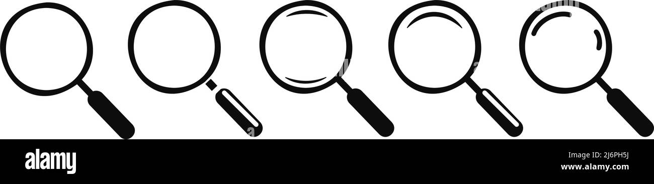 Satz von Vergrößerungsglas editierbaren Vektor-Zoom-Symbol-Suche Symbol Suchmaschine UX-Design Stock Vektor
