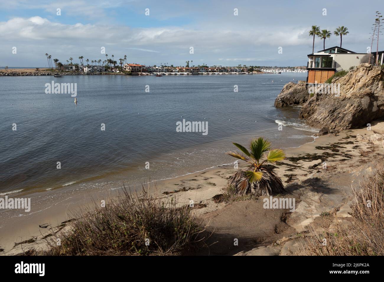 Hafeneinfahrt zum Strandhafen von Newport Südkalifornien USA Stockfoto