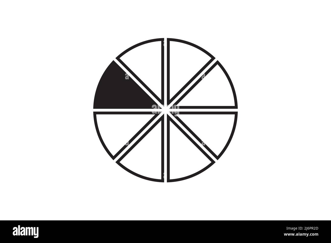 Vektorelement für runde Grafikfraktion mit Kreisform. Symbol für den Abschnitt „geometrisches Diagramm“. Diagramm teilen Rad. Stock Vektor