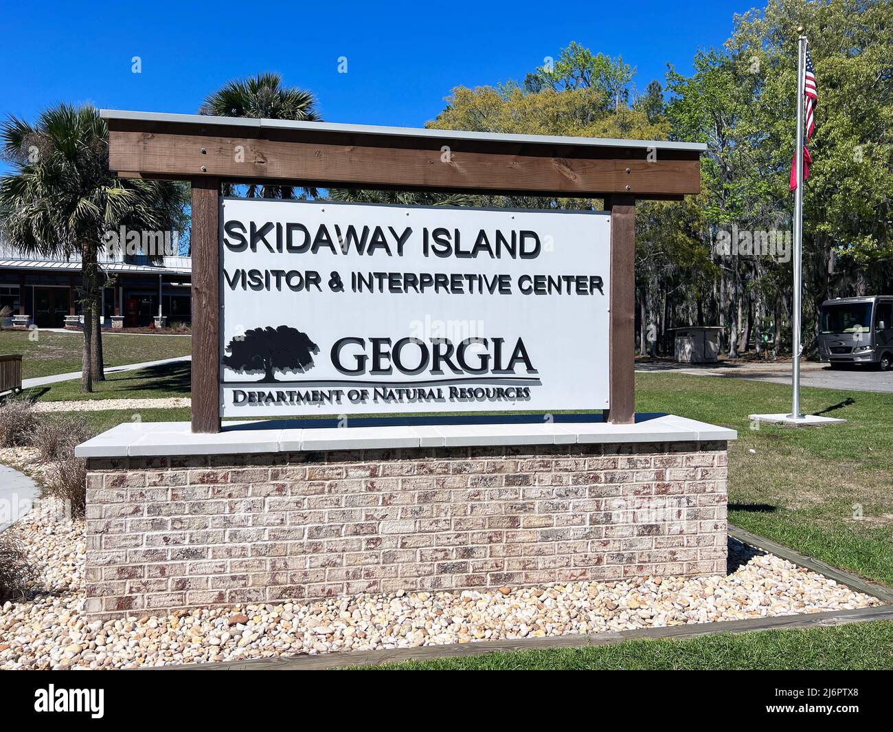 Savannah, Georgia, USA - 20. März 2022: Schild am Skidaway Island State Park in Savannah, Georgia. Stockfoto