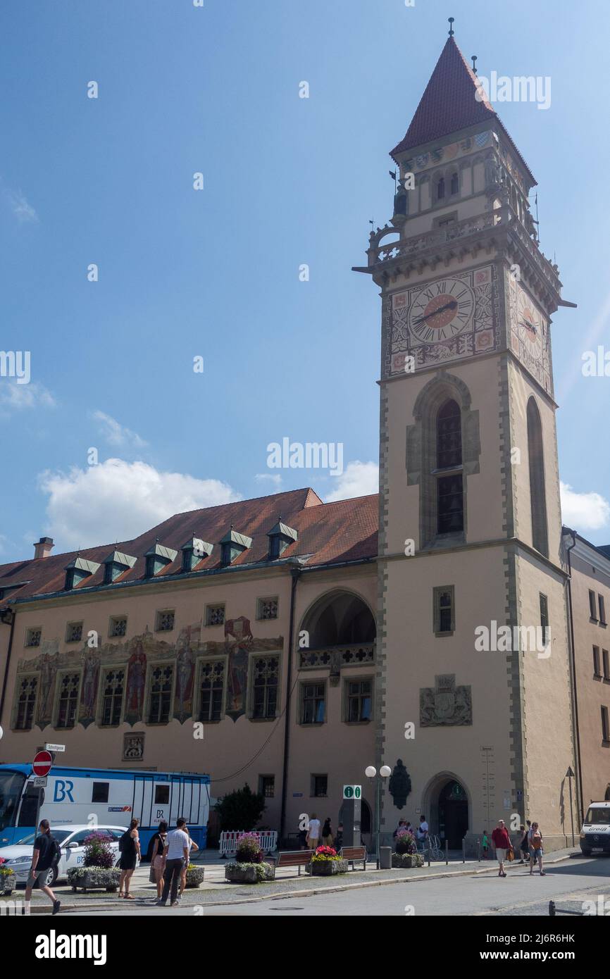 Passau, 26. Juli 2021. Passau, 26. Juli 2021. Das Rathaus von Passau befindet sich in der Altstadt von Passau am Rathausplatz in der Nähe des Ufers Stockfoto